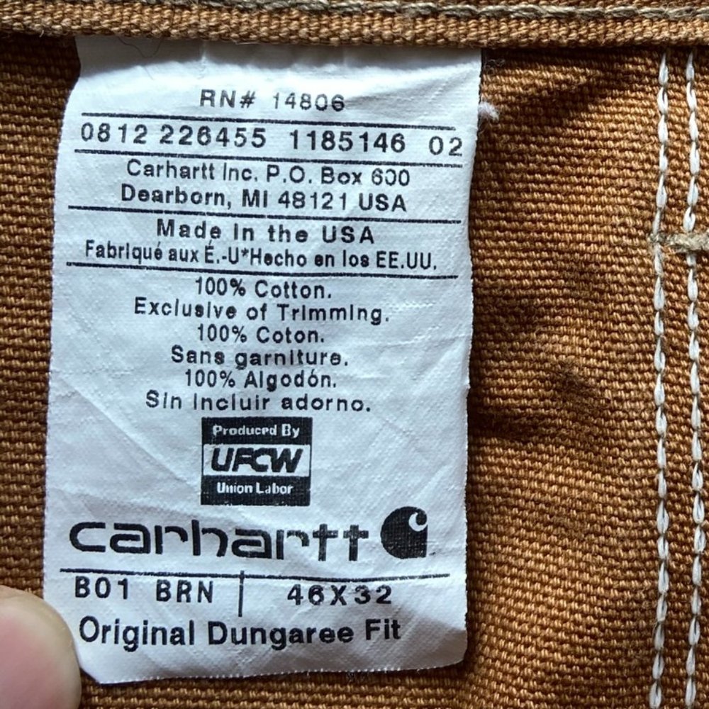 Carhartt Firm Duck Double-Front Dungaree - 46Wx32L - Picture 5 of 8